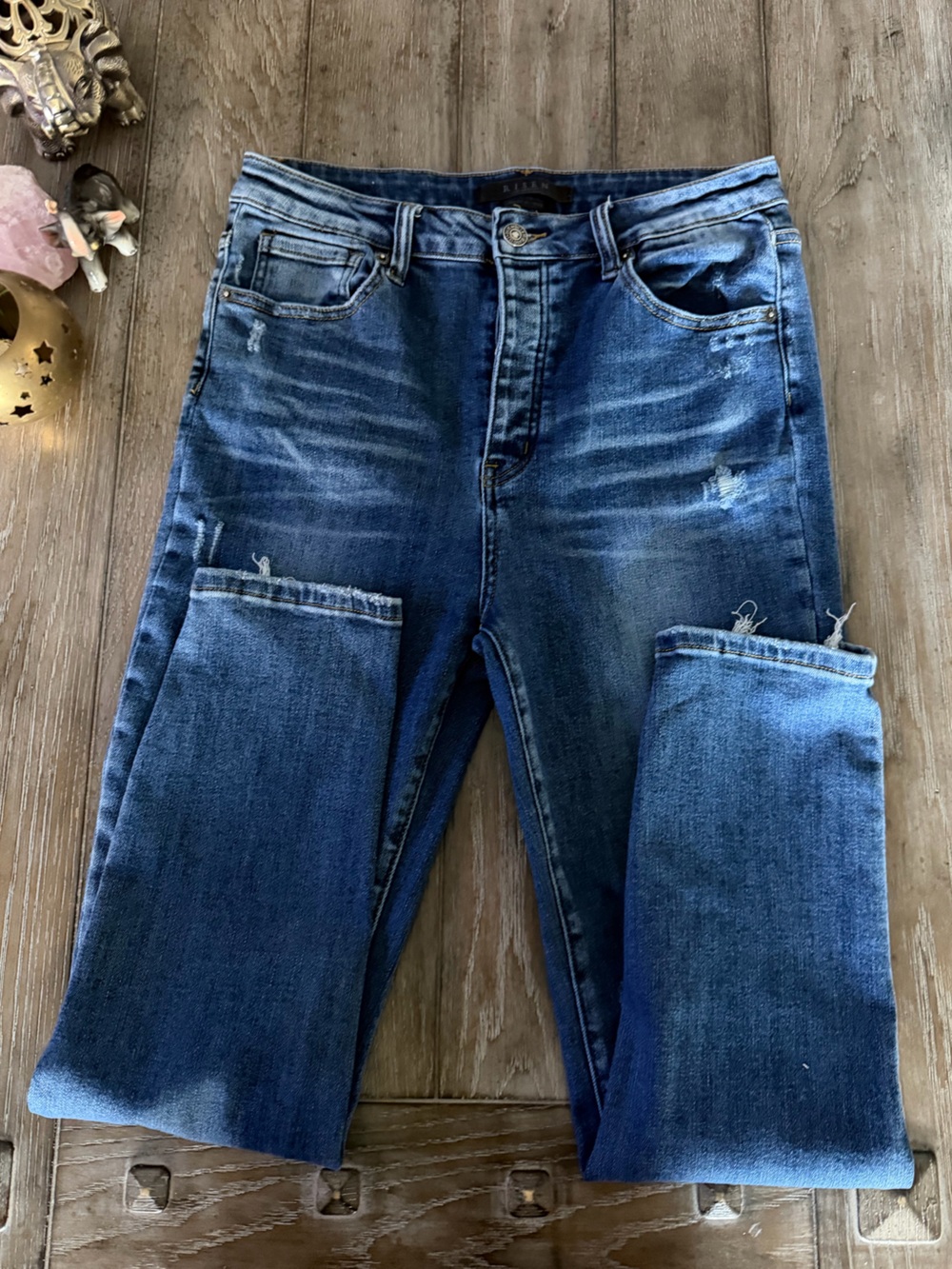 Women’s RISEN Distressed Blue Denim Jeans - Picture 4 of 10
